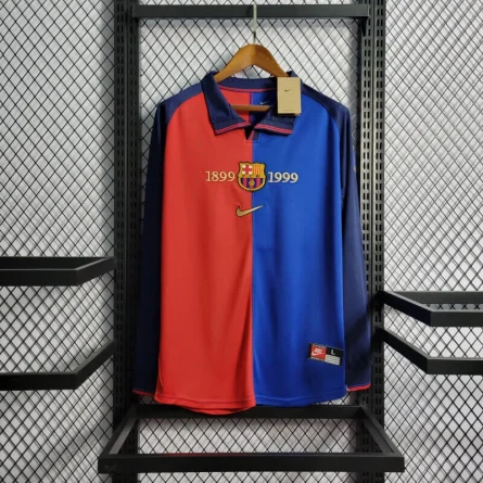 Long Sleeve Barcelona Home 1999 2000 Centenary Shirt - Image 1