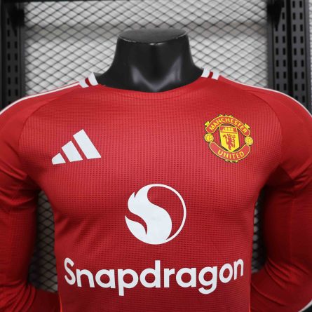 Long Sleeve Player Version Manchester United Home Jersey 2024 2025 - Image 5