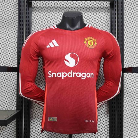 Long Sleeve Player Version Manchester United Home Jersey 2024 2025 - Image 1