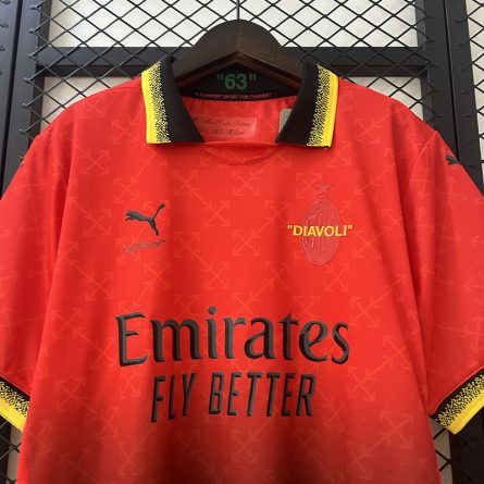 AC Milan x OFF White Player Jersey Red - Image 3