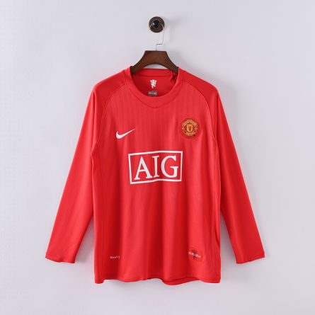 Long Sleeve Manchester United Home 2007 2008 - Image 1